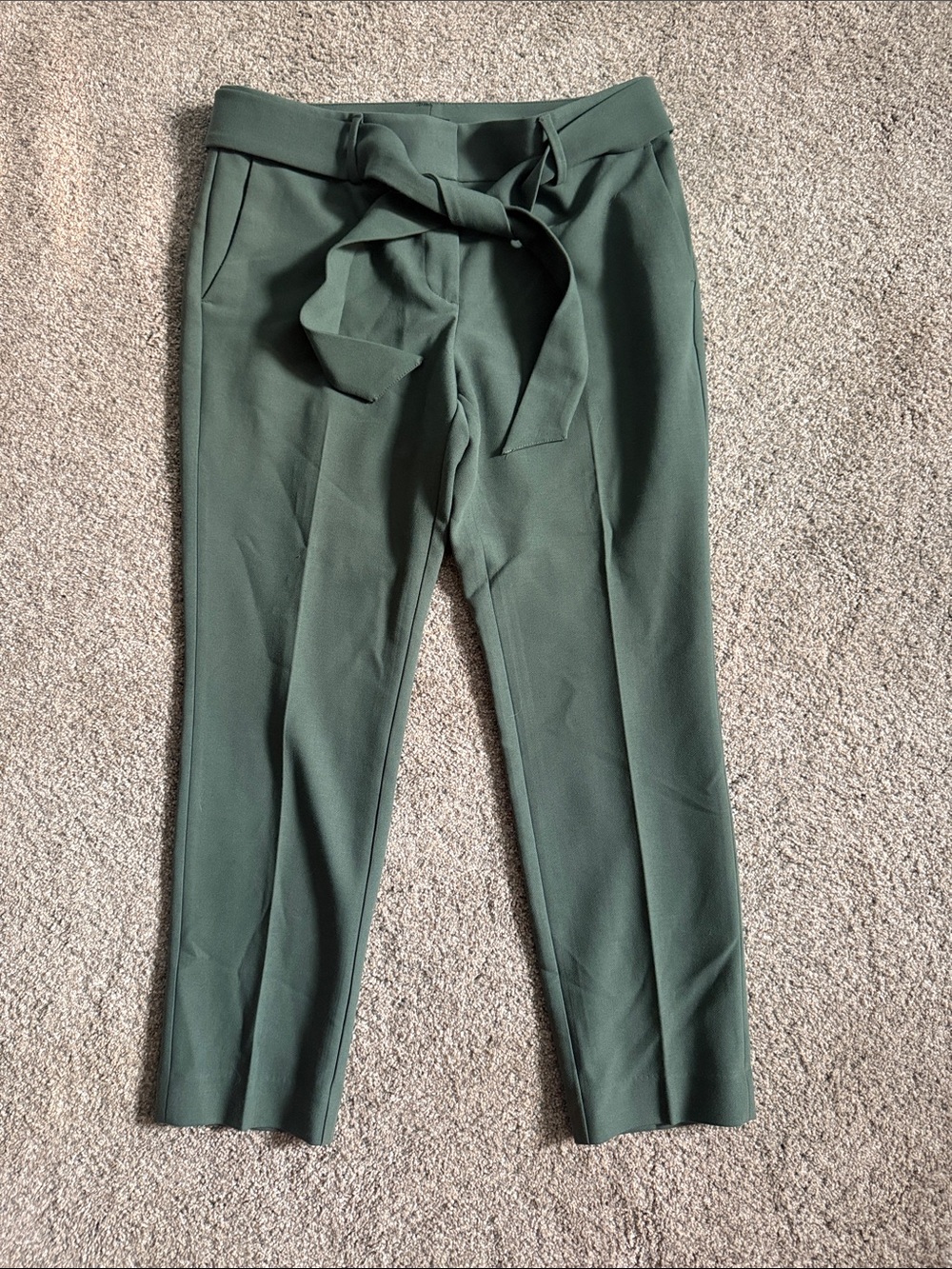 LOFT Marissa Green Pants with Tie belt